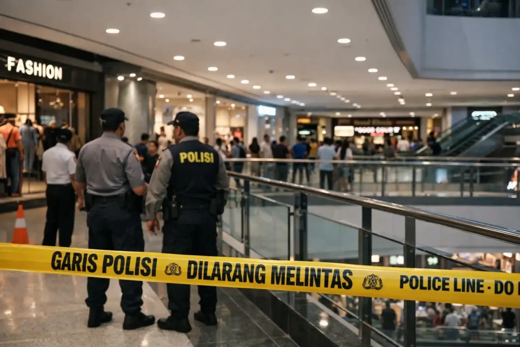 Ilustrasi kejadian di Plaza Medan Fair Medan dengan pengamanan polisi