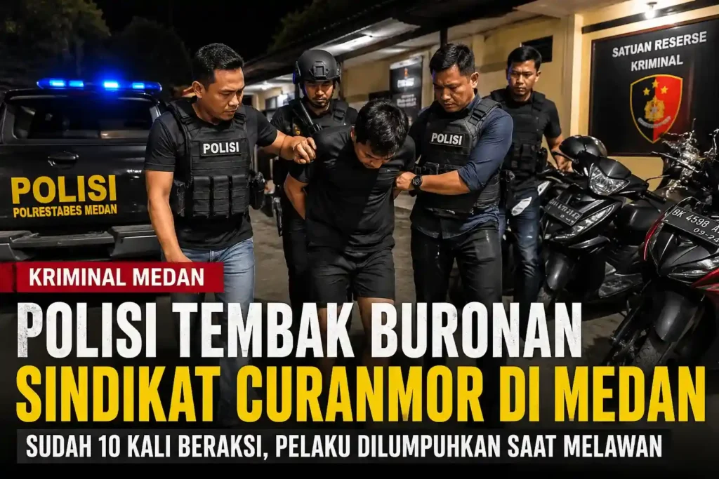 Petugas kepolisian mengamankan buronan sindikat curanmor di Kota Medan