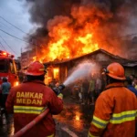 Kebakaran rumah di Ayahanda Medan Jalan Cangkir dengan kobaran api besar
