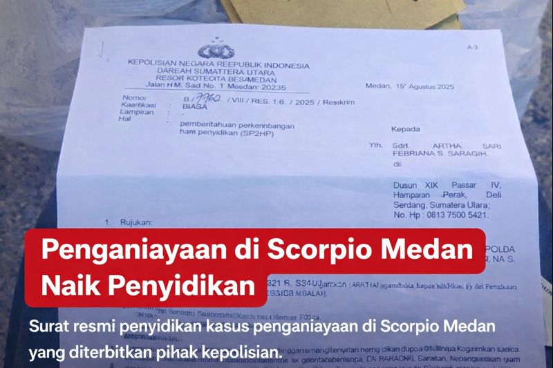 Dokumen penyidikan kasus penganiayaan di Scorpio Medan